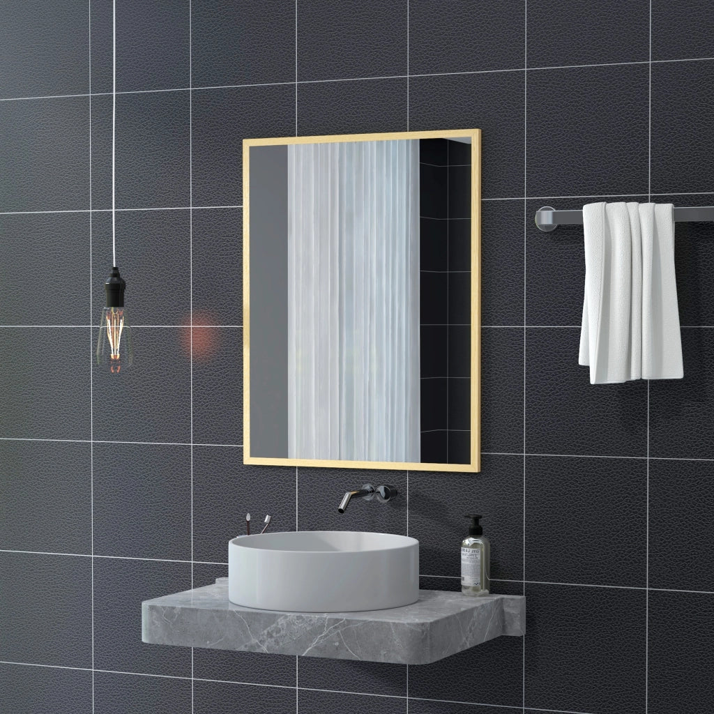 Specchio rettangolare per parete ¨C zephmum ¨C legno naturale 90x70 cm