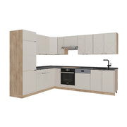 Cucina angolare completa Fame-Line GrigioBeige/Rovere dorato 227 x 60 cm, PL Antracite Vicco