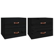 Set di 2 Comodini | Armadio da Notte | Mobiletto da notte a Muro Nero 50x36x40 cm