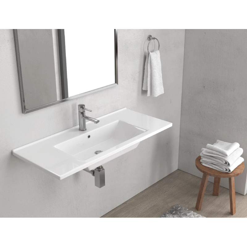 Lavabo rettangolare sospeso ETNA 75x45x16,5 cm in porcellana