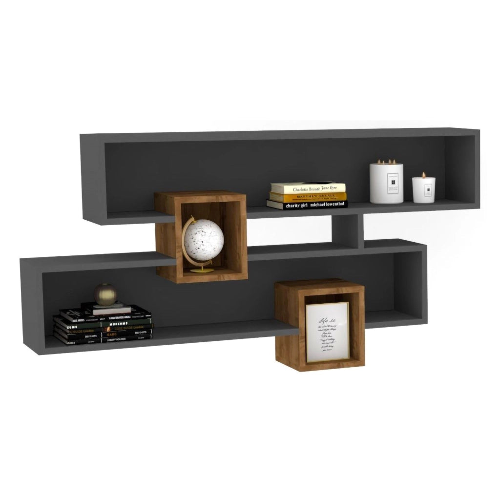Roddino, Mensola 4 Ripiani, 120x22x75h cm Nero Antracite