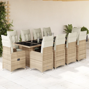 vidaXL Set Bistrò da Giardino 11 pz con Cuscini in Polyrattan Beige