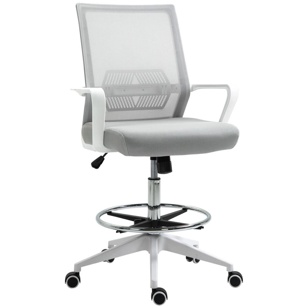 Sedia da ufficio con rotelle regolabile in altezza ¨C zephmum ¨C grigio/bianco rete 64x59x104-124 cm