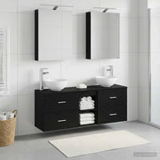 Set di Armadi da Bagno 5 pcs Rovere Nero 50 x 14,5 x 70 cm 3406672