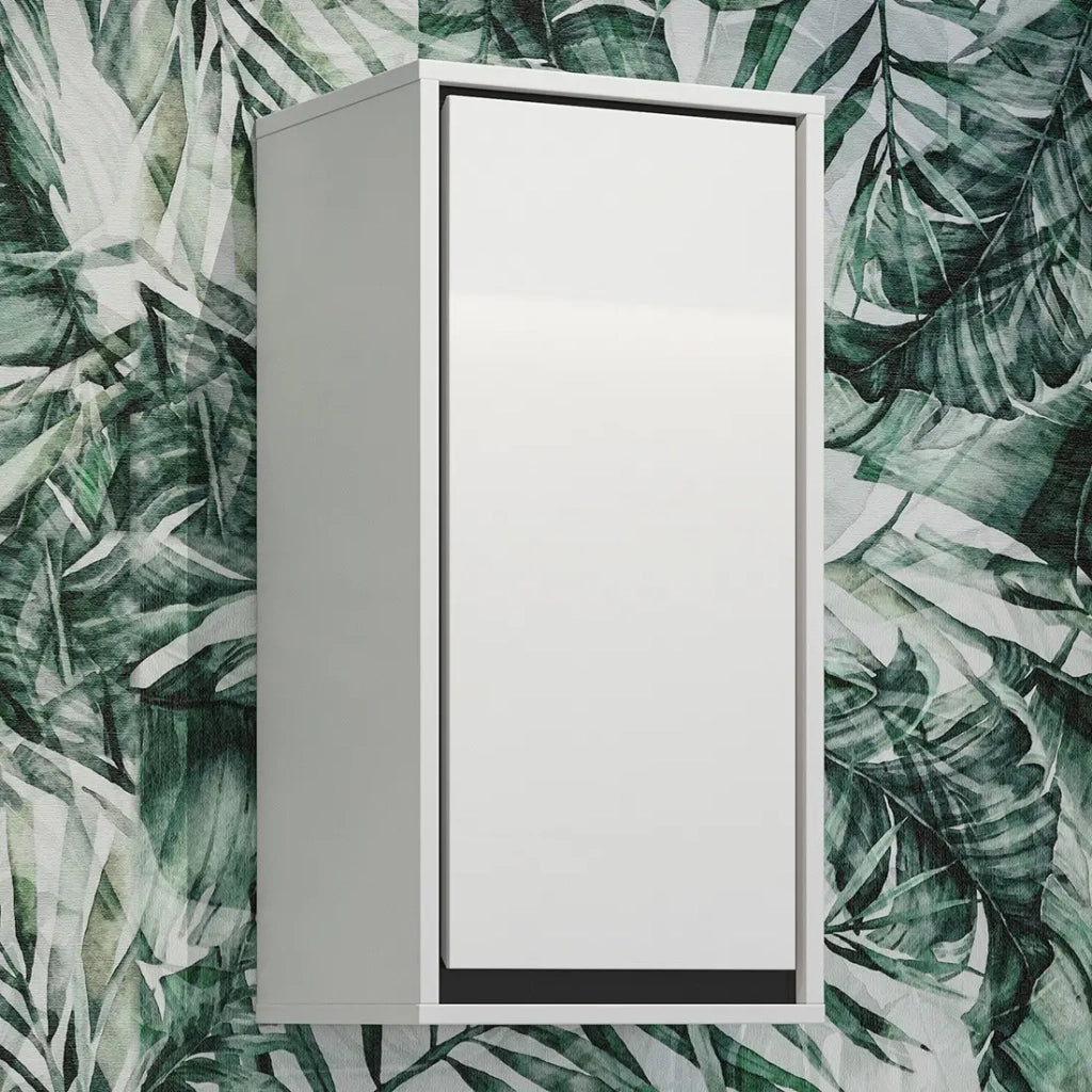 Mobile sospeso da bagno della collezione GOBI, colori bianco e nero.
