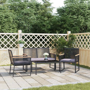 Set Mobili da Giardino 4 pz con Cuscini Nero in Acciaio cod mxl 40369