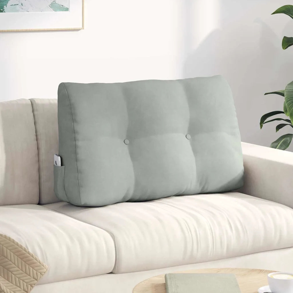 Cuscino per Schiena Grigio chiaro 80 x 24 x 50 cm Velluto
