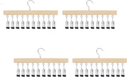 Hanger per asciugamani in legno con 10 clip e gancio ruotabile 360° - Set di 4 asciugamani stendibiancheria - Hanger per abiti in legno