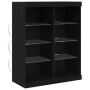 Credenza | Madia LED Rovere Nero 81 x 37 x 100 cm Legno ingegnerizzato