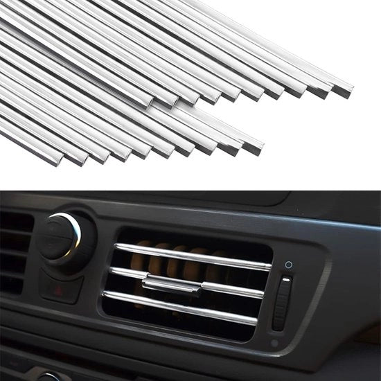 Strisce decorative per condizionatori d'aria dell'auto - Strisce decorative DIY per griglie di ventilazione - Accessori flessibili per interni di auto - Strisce decorative per la maggior parte delle griglie di ventilazione (argento)