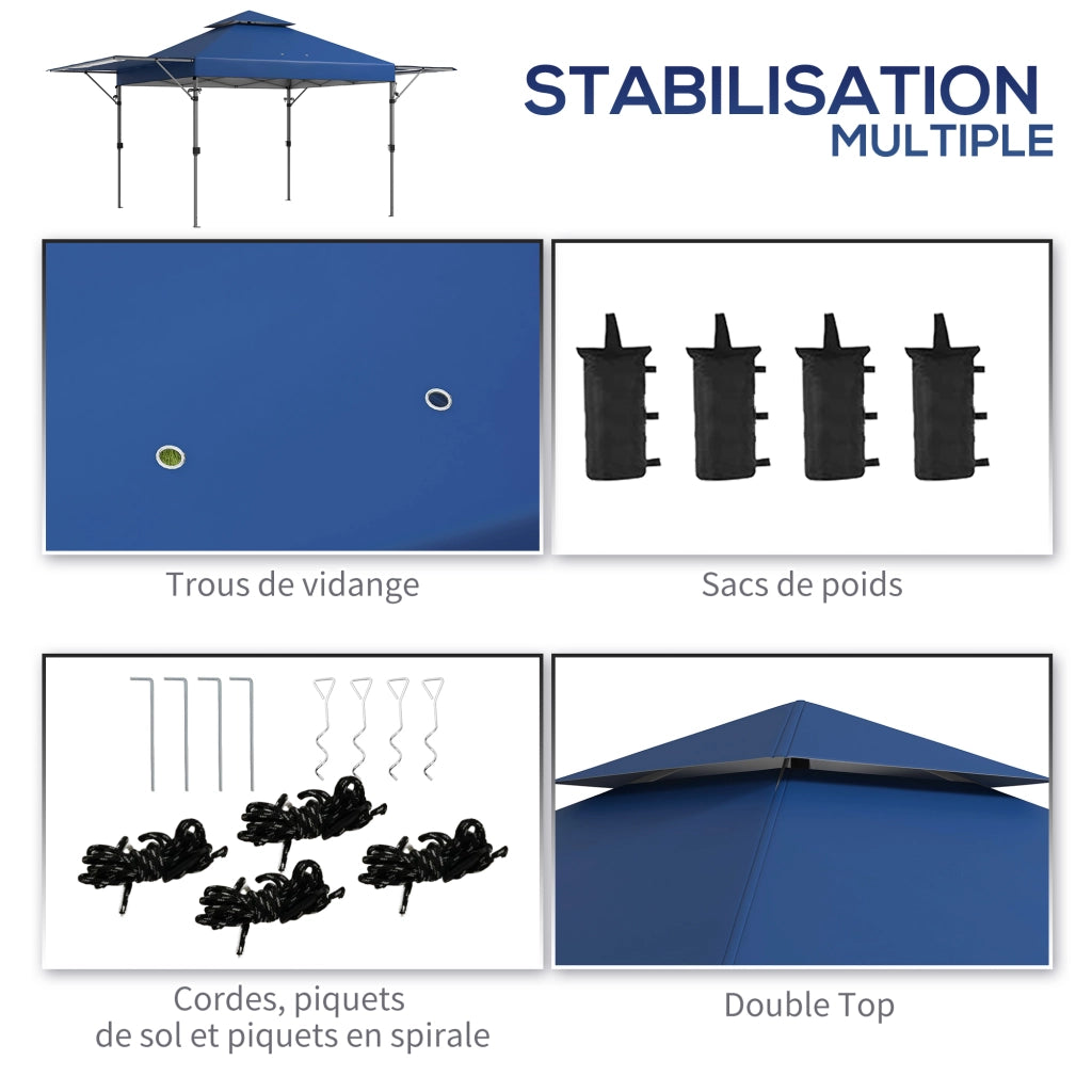 Gazebo da giardino pieghevole 5x3 m ¨C zephmum ¨C grigio con sacco a rotelle