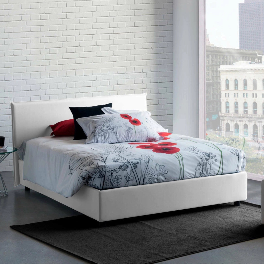 Letto Matrimoniale Arcan, Letto Matrimoniale Sfoderabile Made in Italy, Bianco
