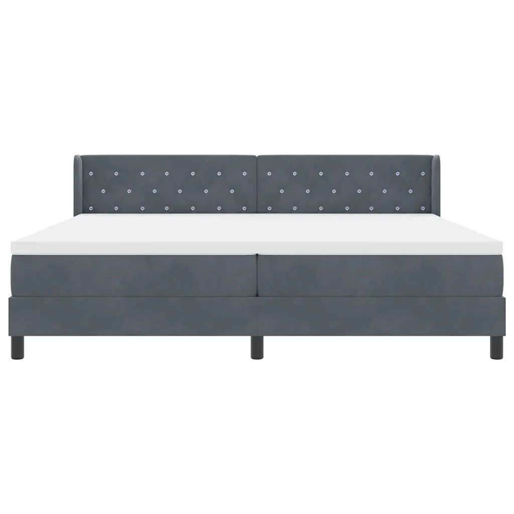 Letto a molle con testiera Grigio scuro 200 x 200 cm Velluto 3341433