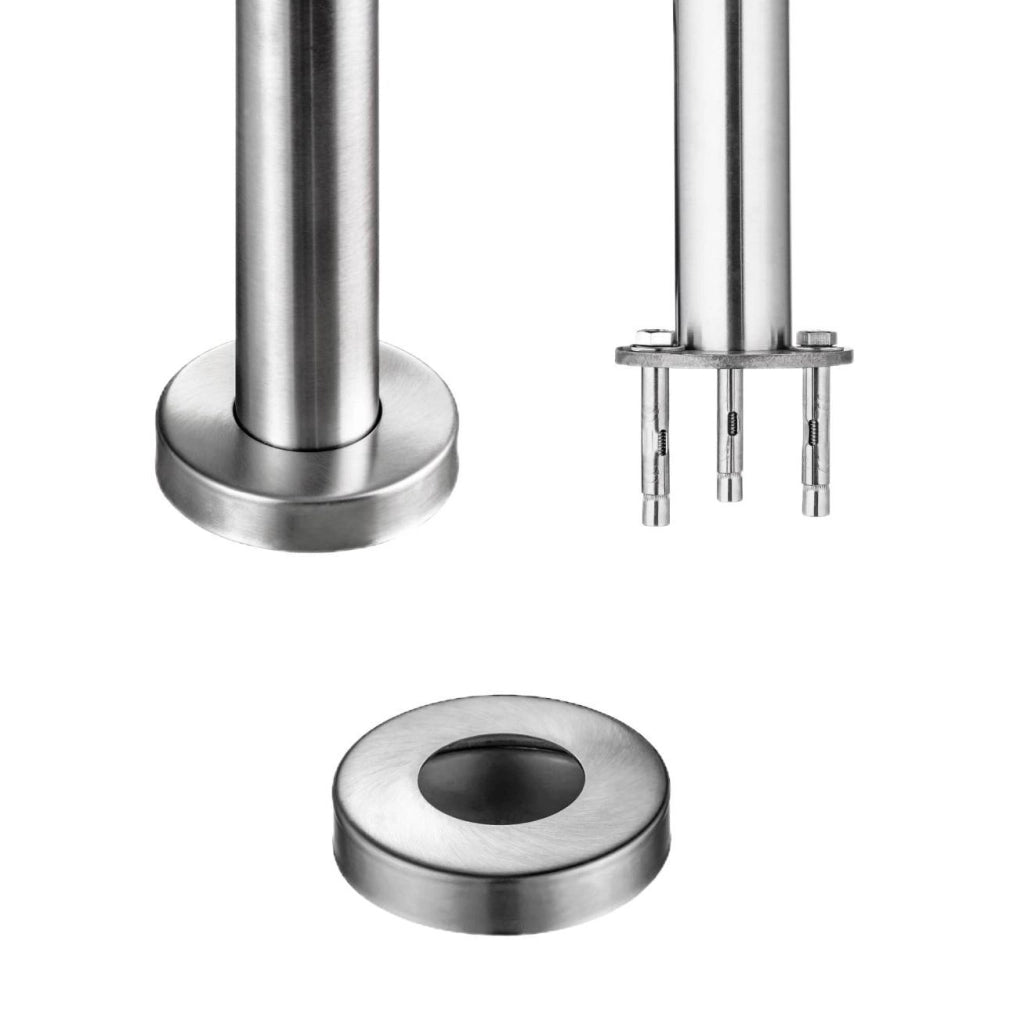 Balaustra Corrimano Ringhiera in acciaio inox spazzolato 80x106cm per interni ed esterni 5 barre trasversali