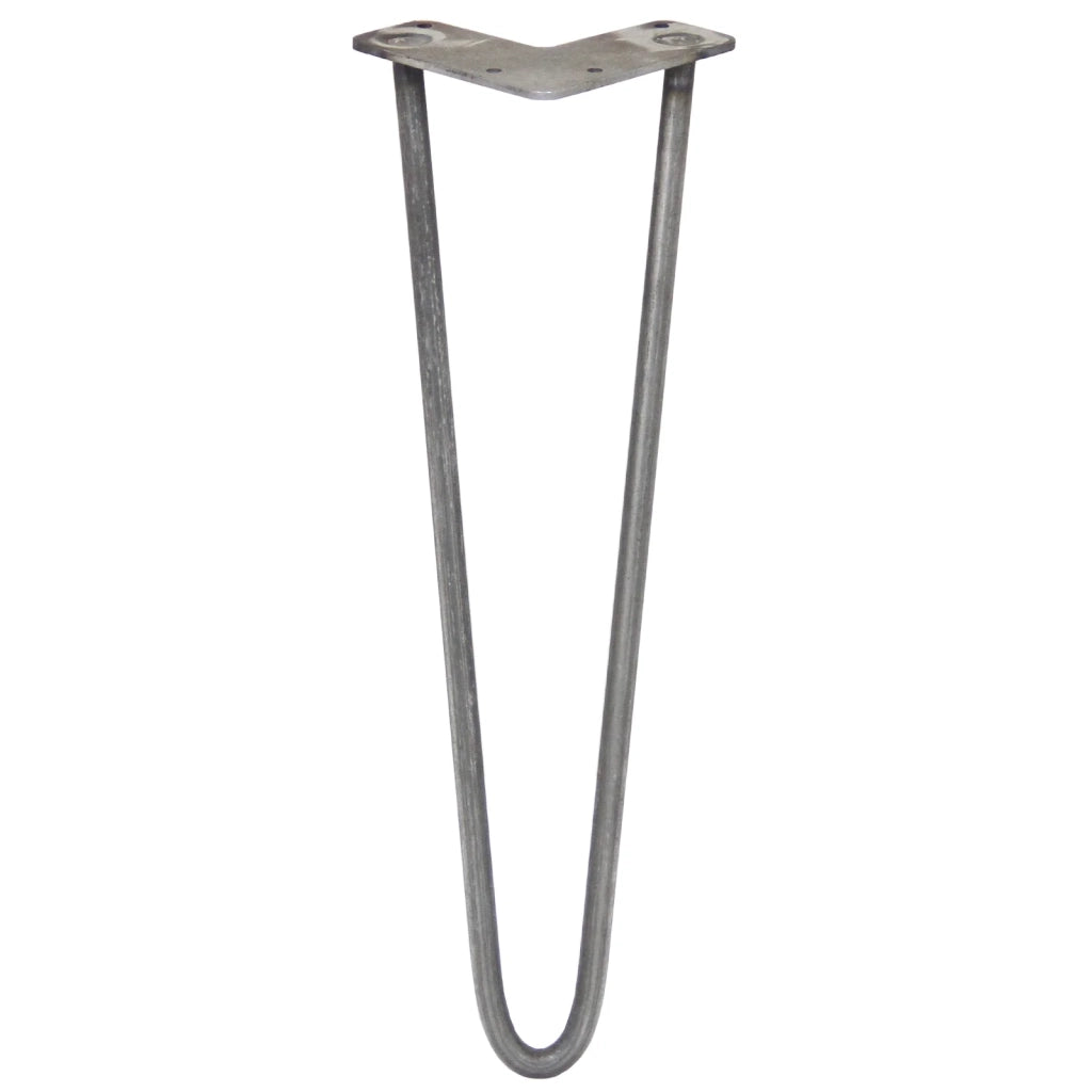 4 Gambe per Tavolo a Forcina SkiSki Legs 40.6cm Acciaio Naturale 2 Rebbi 12mm