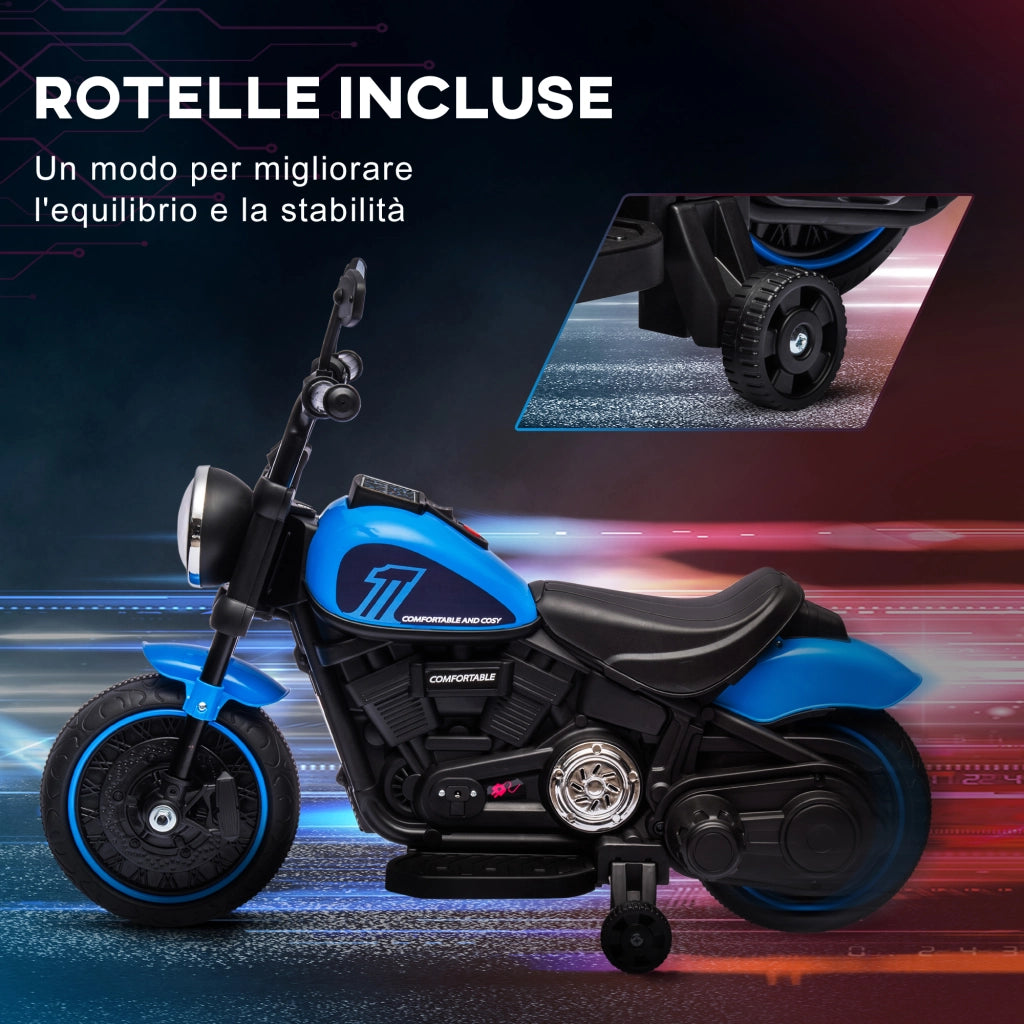 Moto Elettrica per Bambini ¨C zephmum ¨C Blu e Nero 76x42x57 cm