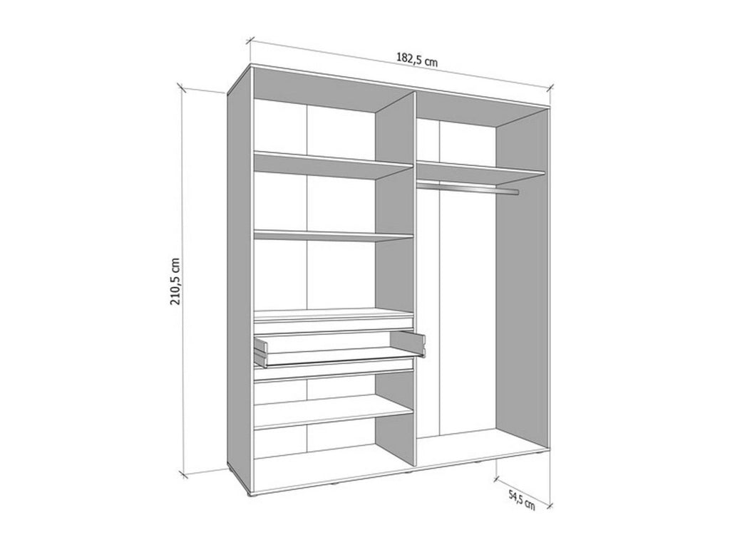 Armadio Camera da Letto Rifreddo, Guardaroba Grande 4 Ripiani, 182.5x210.5h cm Bianco Crema