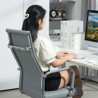 Sedia da Ufficio, Sedia Girevole con Funzione Dondolo, Regolabile in Altezza, Ecopelle, fino a 120 kg, Grigio Chiaro