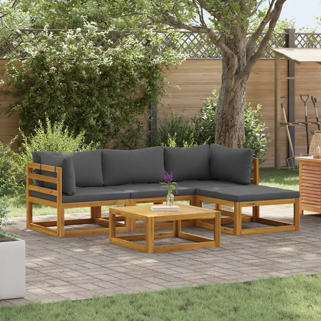 Set Divani Giardino 5 pz con Cuscini Legno Massello di Acacia 45914