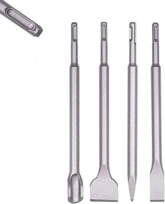 Set di punte per martello a percussione SDS-Plus - Punta per mattoni - Punta a punta - Punta piatta 20 mm e 40 mm - Punta liscia 40 mm