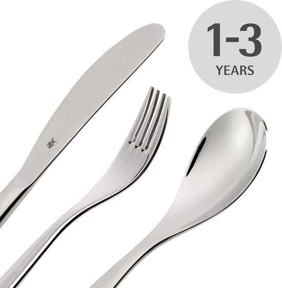Bestetti per bambini mini 3 pezzi, per età 1-3 anni, Cromargan acciaio inox lucidato, senza marchio, lavastoviglie.