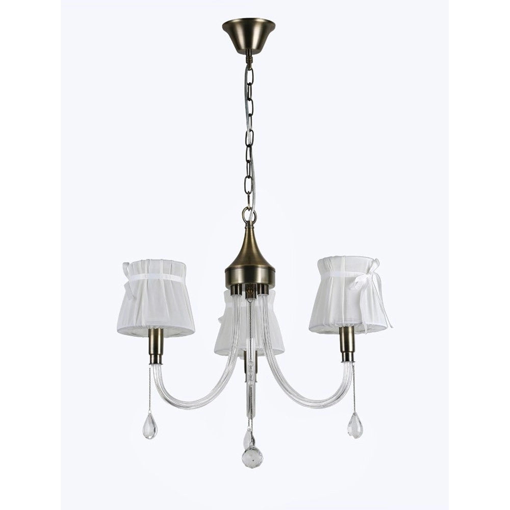 Trade Shop - Lampadario Classico Bronzo Bianco A 3 Bracci Lampada Da Soffitto A Sospensione 92402 -