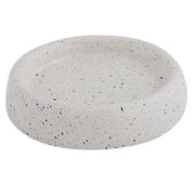 Trade Shop - Piatto Piattino Porta Sapone Bagno Tondo Ceramica Bianco Effetto Pietra Granito 87807 -