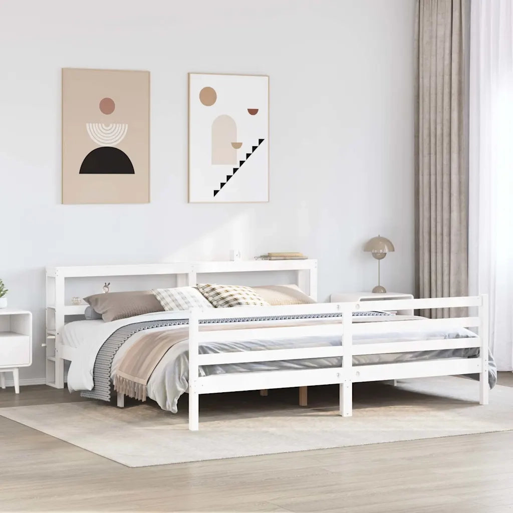 Giroletto senza Materasso Bianco 200x200 cm Legno Massello Pino 3305835