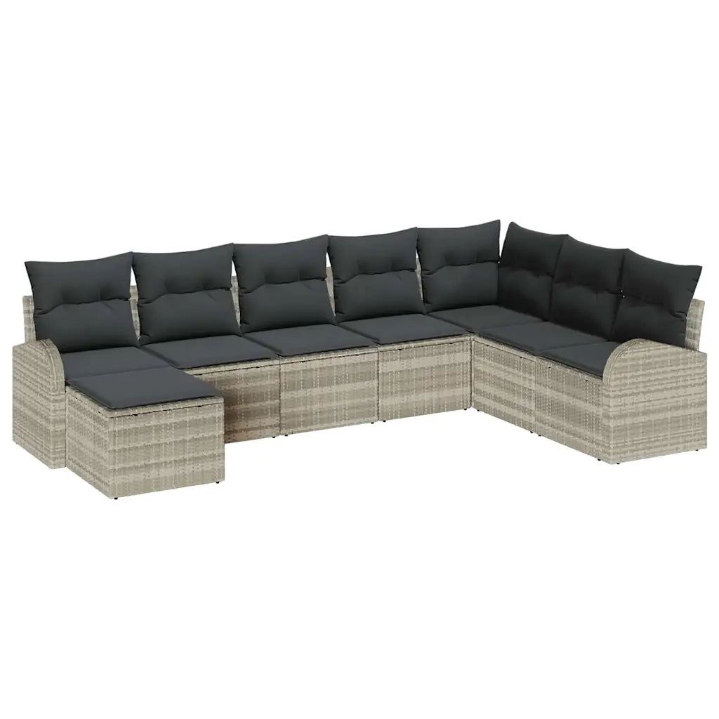 Set di divani con cuscino 8 pcs Grigio chiaro polyrattan