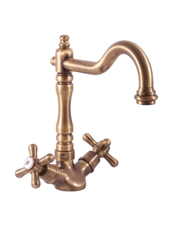 MORAVA RETRO miscelatore lavabo girevole in ottone senza sifone