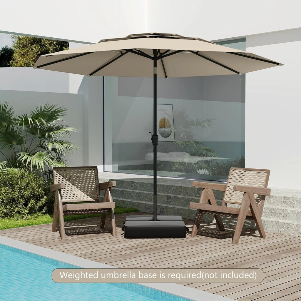 φ3 m Ombrellone da giardino, Tripla baldacchino, Ombrellone inclinabile, Angolo regolabile, Ombrellone da esterno, protezione solare, per terrazza, balcone, altezza di 240 cm