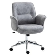 Sedia da Ufficio Ergonomica Altezza Regolabile e Dondolo, Rivestimento in Microfibra, 67x69x92-102cm, Grigio Chiaro