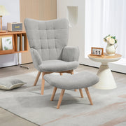 poltrona con schienale alto 72 x 80 x 101 cm grigia con pouf