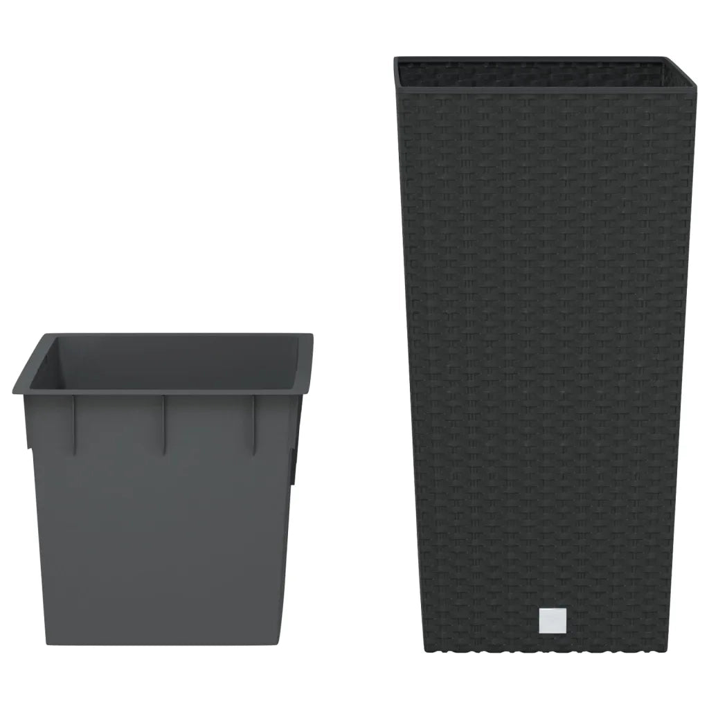 Fioriera | Cassetta per fiori | Vaso con Interno Rimovibile Antracite 11 / 26,5 L PP Rattan