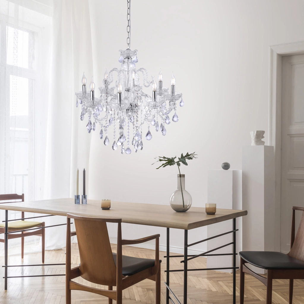 Lampadario GRACIA cristallo argento a catena 8xE14 Neuhaus