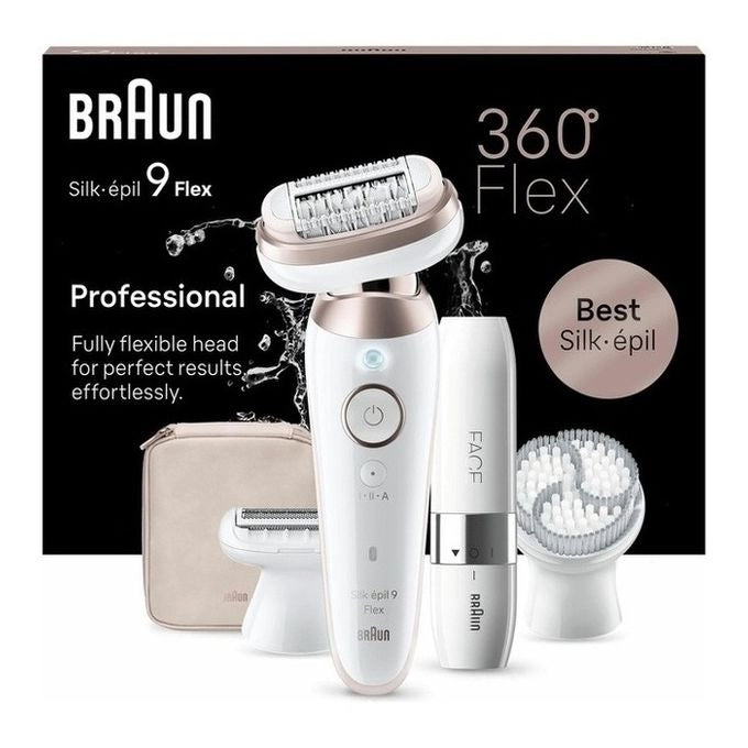 Braun Silk-épil 9 Flex 9-360 3D, Epilatore Elettrico Donna Per Epilazione Semplice, Bianco/Rosa