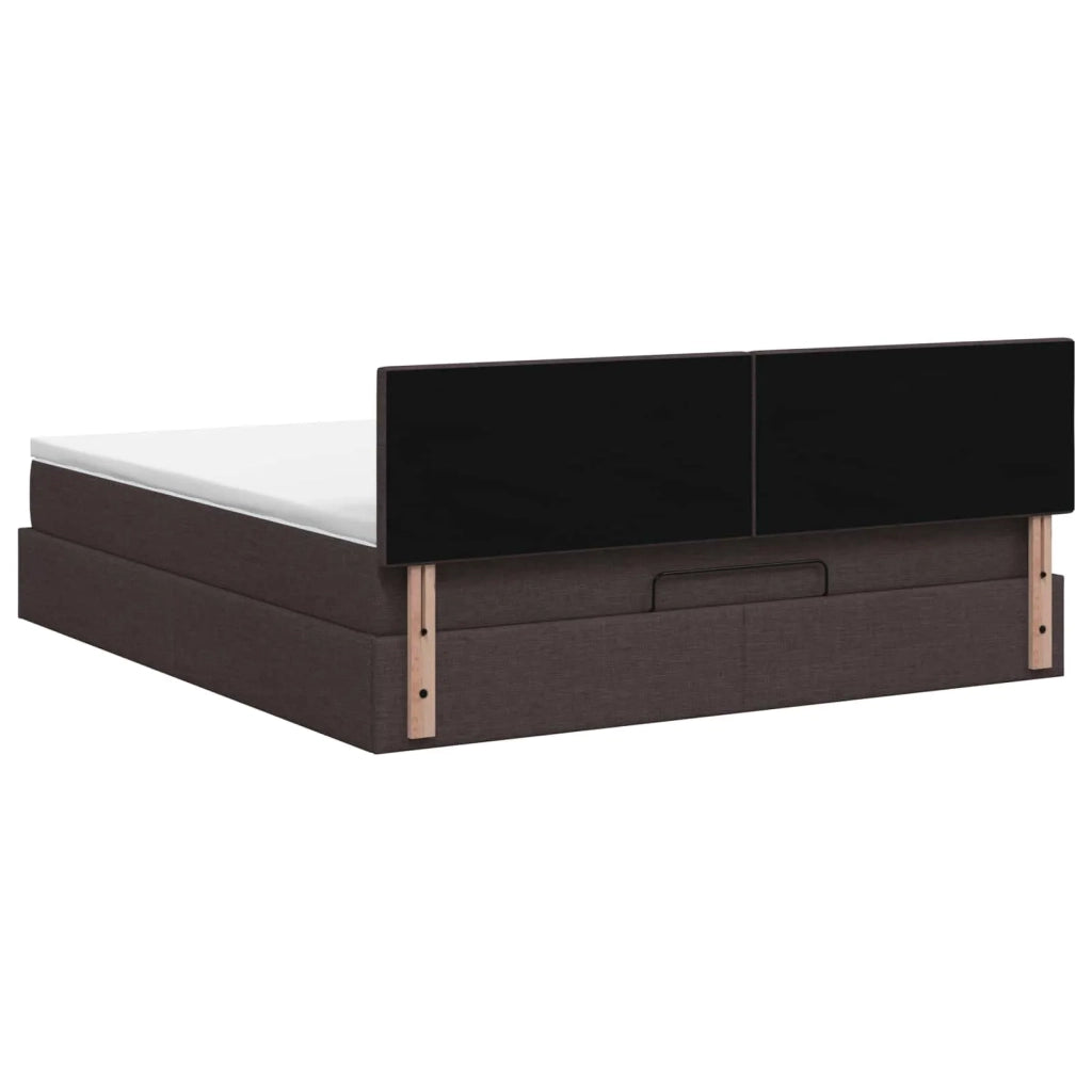Letto Ottomano con Materasso e LED Marrone Scuro 140 x 200 cm 3456998