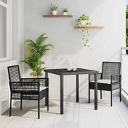 Set da Pranzo per Giardino con cuscino 3 pcs Nero polyrattan