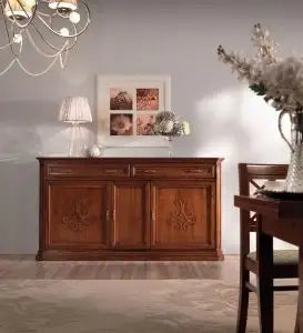 Credenza febe madia buffet in legno massiccio arte povera 3 ante chic noce Bassano