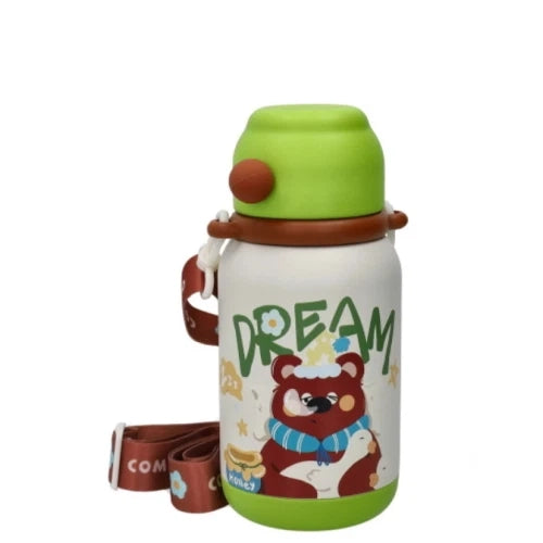 Bottiglia Termica Baby Animals Brandani 500 ml Orso in Inox/PP con Cannuccia in Silicone