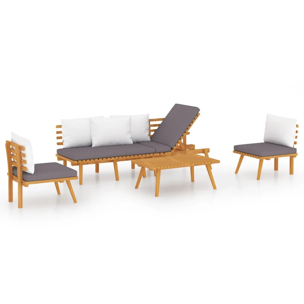Set Divani da Giardino 4 pz con Cuscini in Massello di Acacia cod mxl 38181