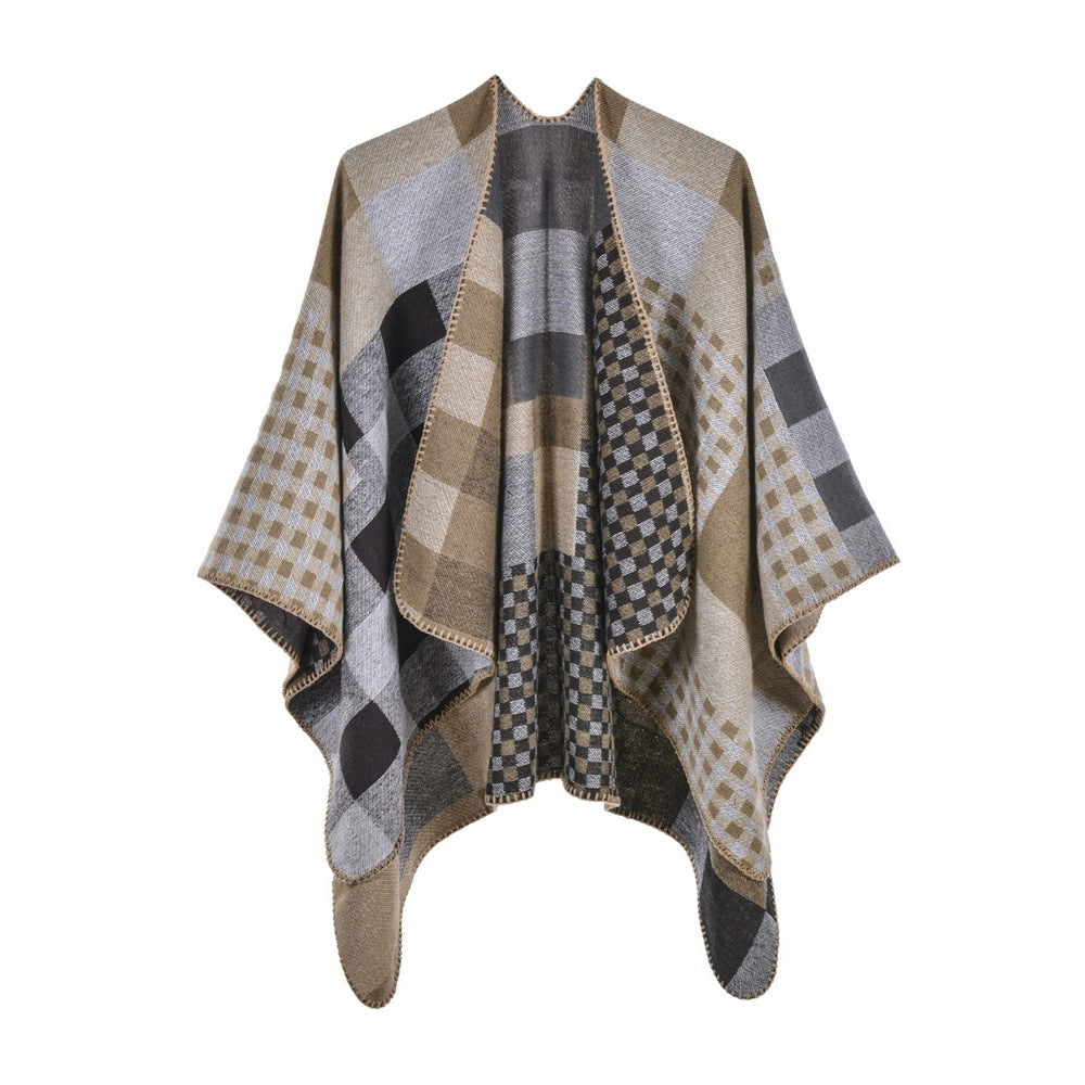 Sciarpa/stola da donna, scialle spaccato in cashmere alla moda, mantello caldo