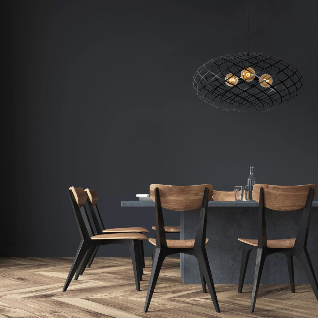 Lampadario nero moderno in metallo Lucide Wolfram 3xE27