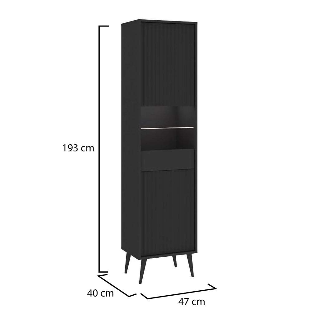 Mobile Espositore Lenagaba, Vetrina 3 Ripiani, 47x40x193h cm Nero Antracite