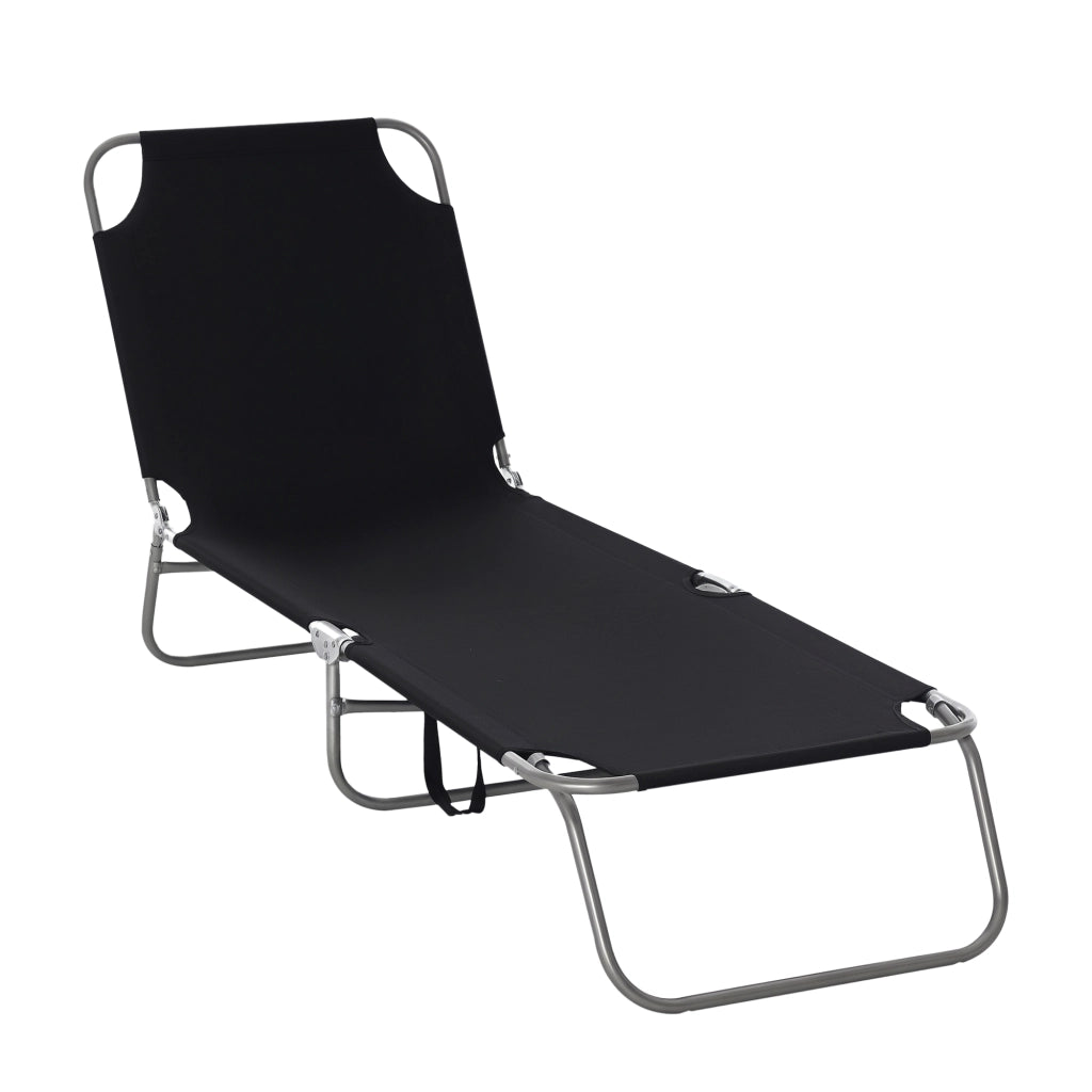 Lettino prendisole pieghevole ¨C zephmum ¨C nero, metallo, 187x55x24