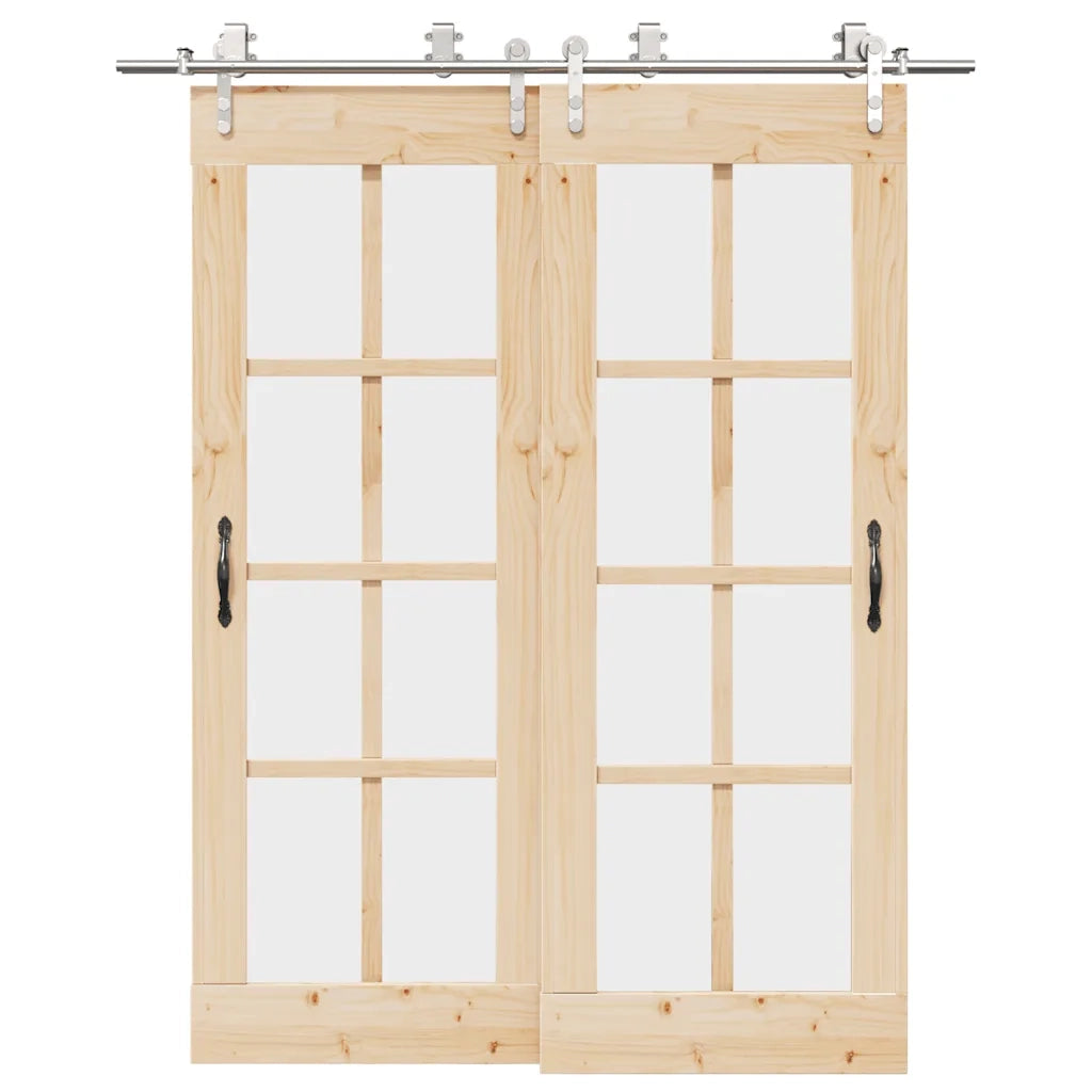 Kit Binari Porta Scorrevole 183 cm Acciaio Inossidabile Argento 3295765