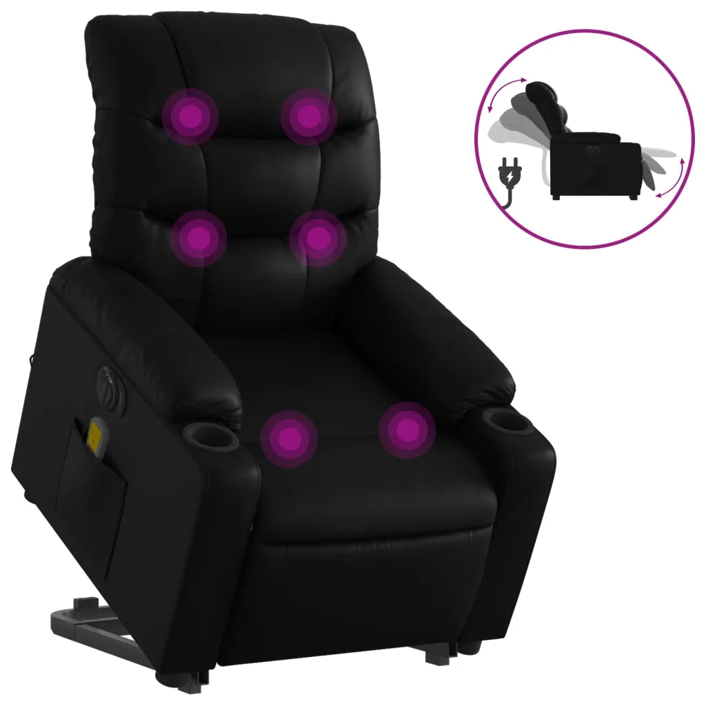 Poltrona Alzapersona Massaggiante Elettrica Nera in Similpelle 3206620