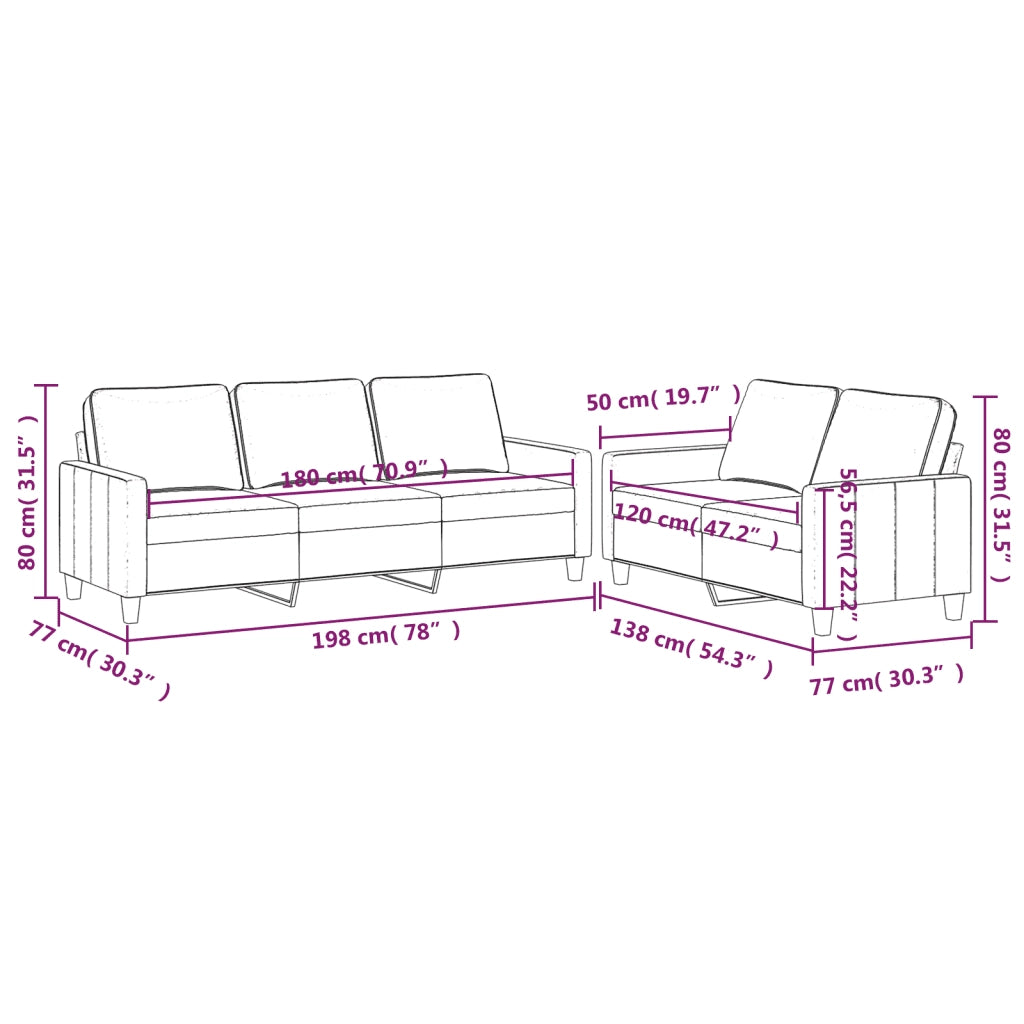 Set di Divani 2 pz con Cuscini Nero in Velluto 3201521