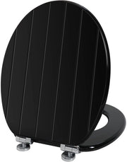 Schiocco di Sicurezza in Legno Bianco, Antibatterico, Visiera da Bagno che non si stacca mai, per Bagno con Chiusura Soft e Rilascio Rapido per Pulizia e Installazione Facili (Chiusura Soft, Nero)