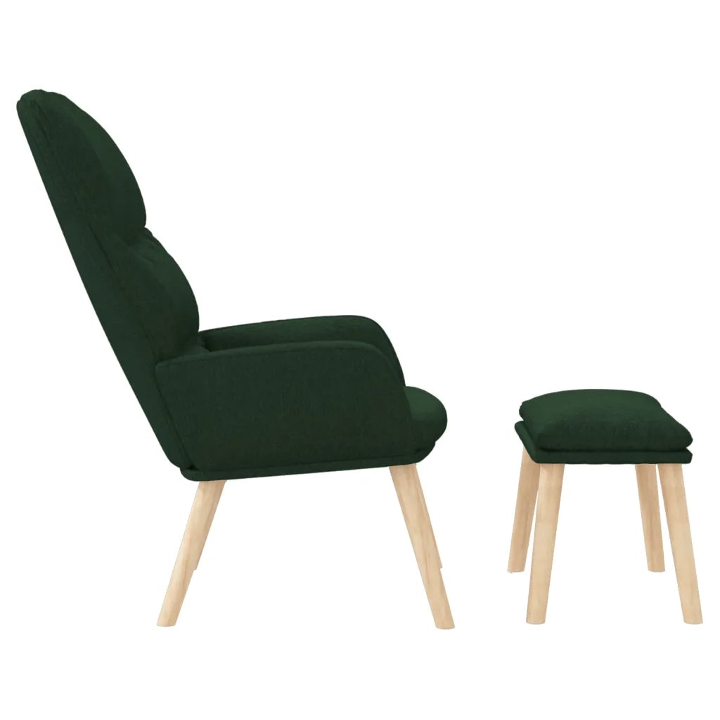 Poltrona Relax con Poggiapiedi Verde Scuro in Tessuto 3097347